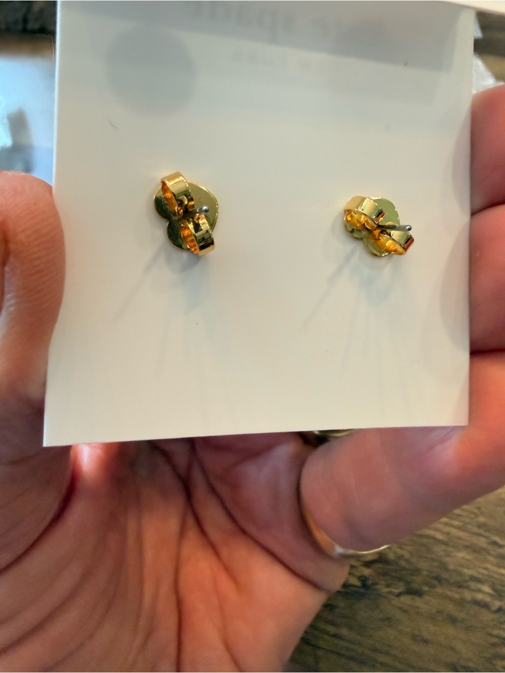 kate spade Gold Umbrella Stud Earrings with Blue Teardrop Stones - Picture 2 of 2